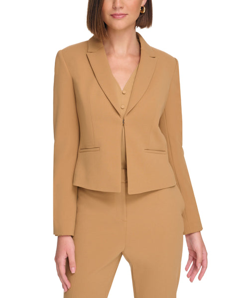 Petite Scuba-Crepe Open-Front Jacket